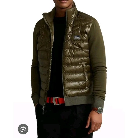 RLX Ralph Lauren Hybrid Down Jacket Mens Medium Puffer Ultra Lightweight Green - Picture 1 of 11